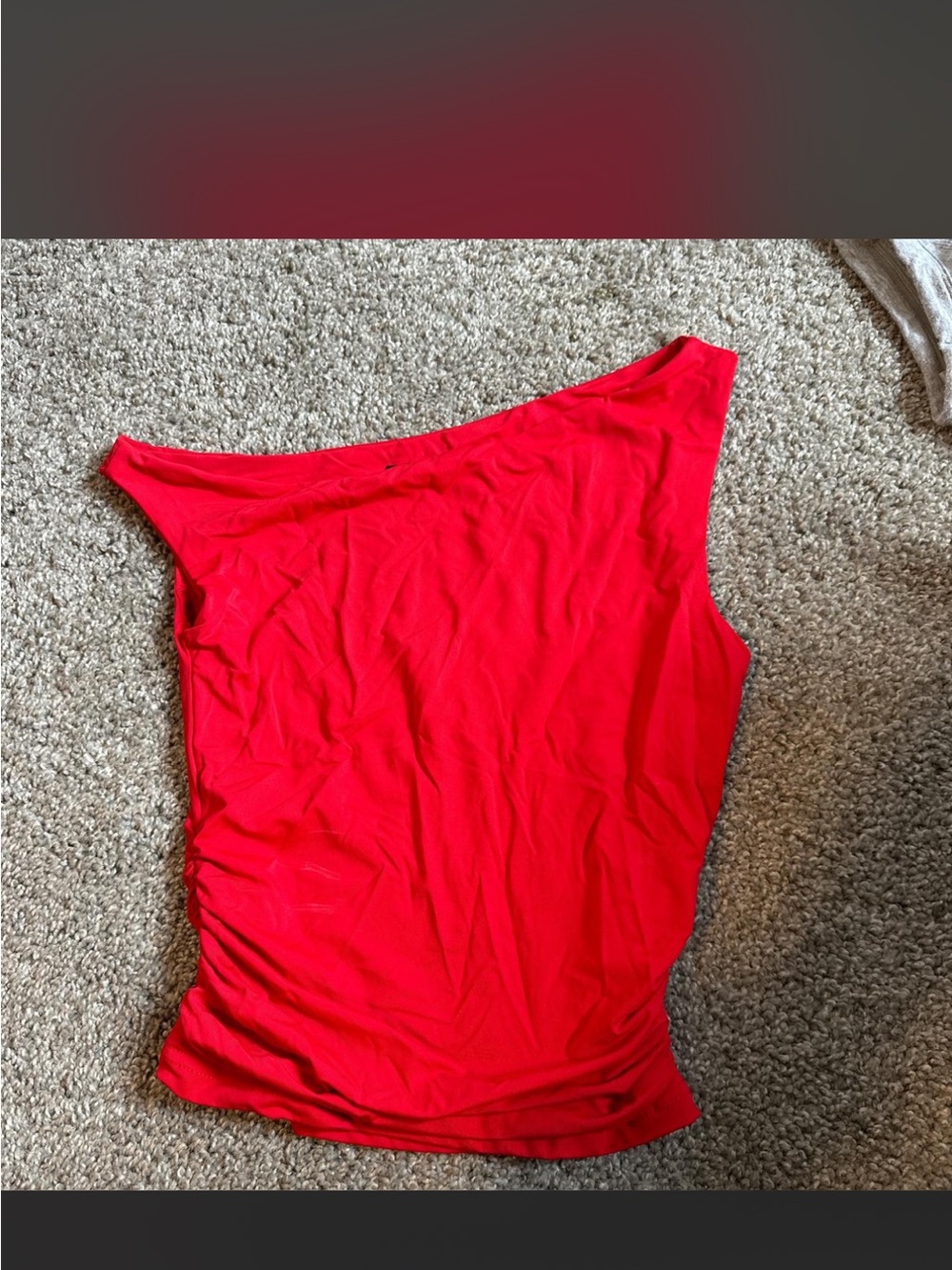 White Fox Boutique Red Asymmetrical One-Shoulder Top